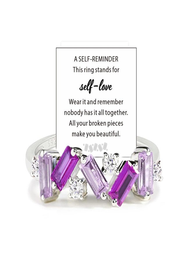 LUDKCCIR Pink Self Love Ring for Women, Nobody Has It All Together S925 Plated with 18 K Irregular Band Ring CZ Cubic Zirconia Inspirational Jewelry Gift, All Your Broken Pieces Make You Beautiful(PP 10) - Image 1